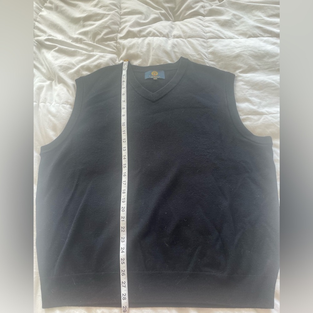 Viyella 100% Merino Wool Sweater Vest Black Classic Knit V-Neck Pullover XXL - Picture 8 of 9